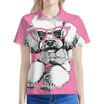 Poodle With Glasses Print Women's Polo Shirt