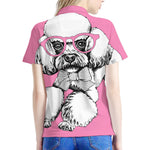 Poodle With Glasses Print Women's Polo Shirt