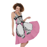Poodle With Glasses Print Women's Sleeveless Dress