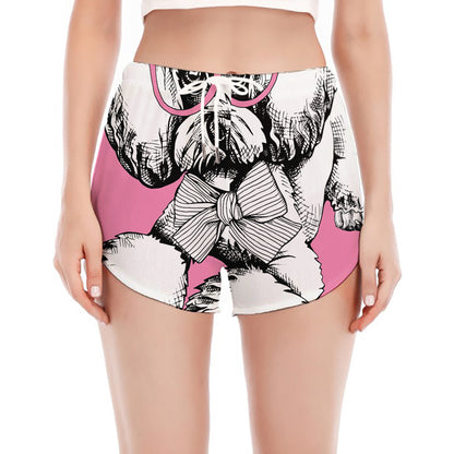 Poodle With Glasses Print Women's Split Running Shorts