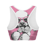 Poodle With Glasses Print Women's Sports Bra