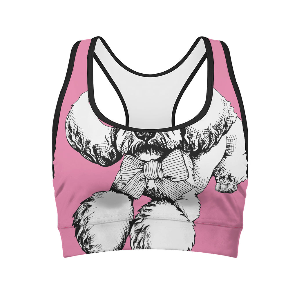 Poodle With Glasses Print Women's Sports Bra