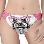 Poodle With Glasses Print Women's Thong