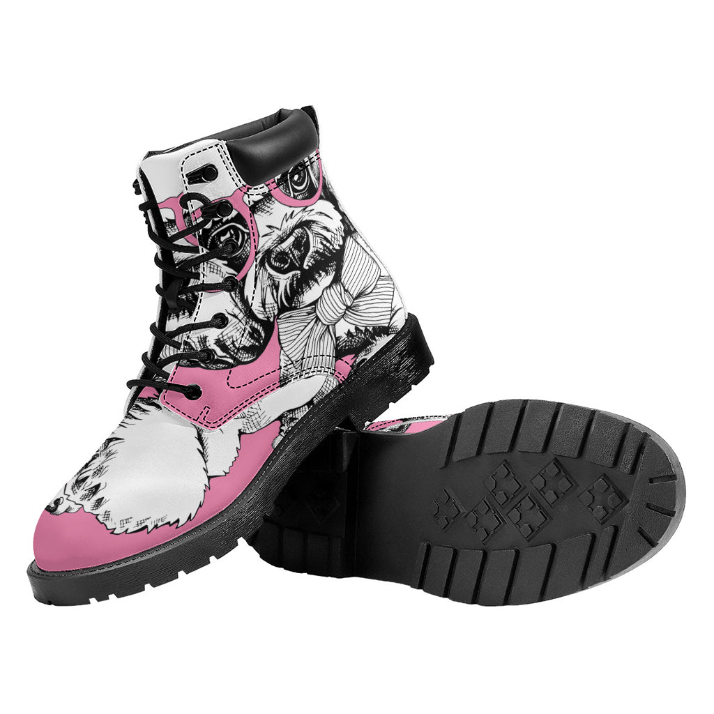 Poodle With Glasses Print Work Boots