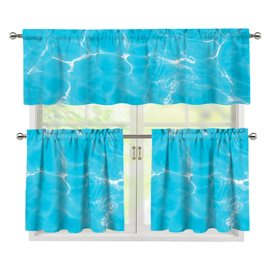 Pool Water Surface Print 3 Piece Kitchen Curtains