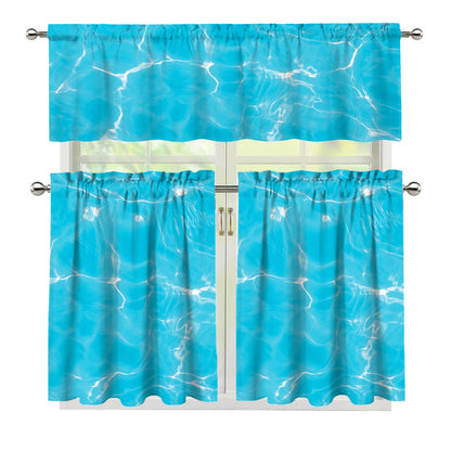 Pool Water Surface Print 3 Piece Kitchen Curtains