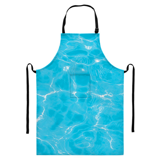 Pool Water Surface Print Bib Apron With Pocket