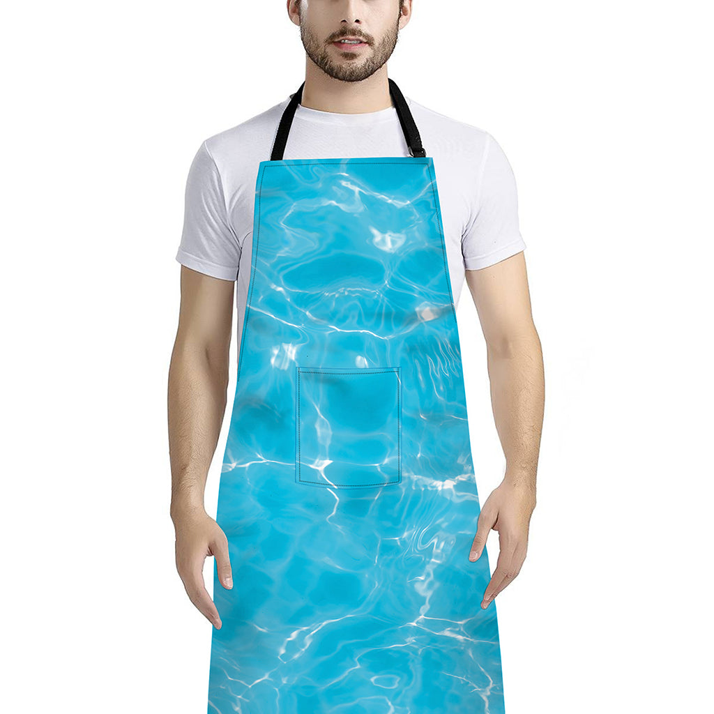 Pool Water Surface Print Bib Apron With Pocket