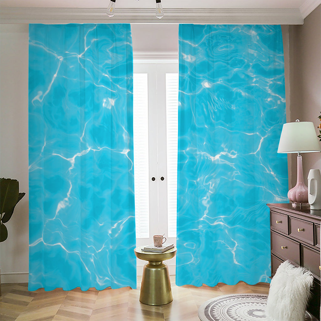 Pool Water Surface Print Blackout Pencil Pleat Curtains