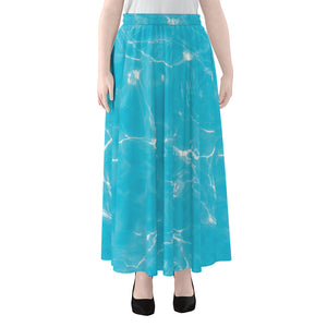 Pool Water Surface Print Chiffon Maxi Skirt