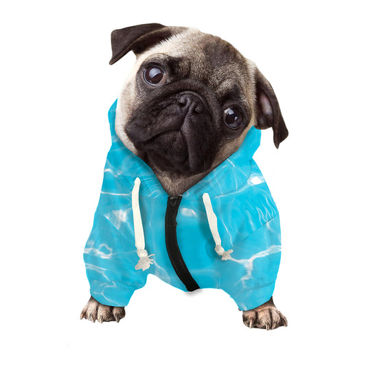 Pool Water Surface Print Dog Zip Up Hoodie