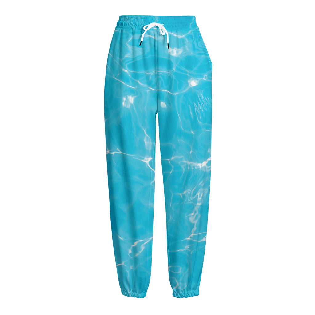 Pool Water Surface Print Fleece Lined Knit Pants