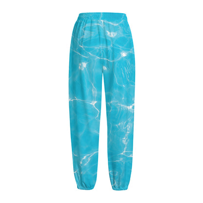 Pool Water Surface Print Fleece Lined Knit Pants