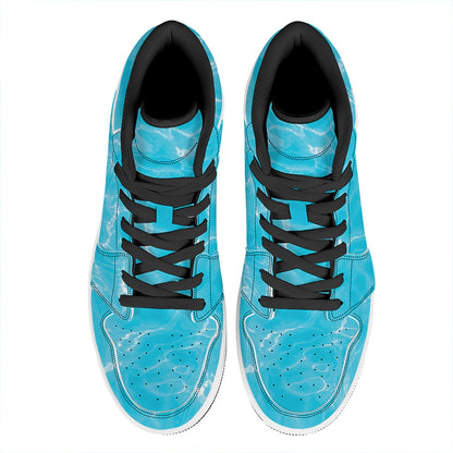 Pool Water Surface Print High Top Leather Sneakers