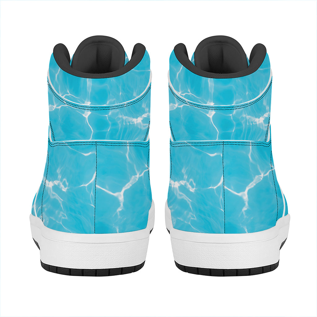 Pool Water Surface Print High Top Leather Sneakers