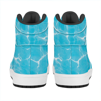 Pool Water Surface Print High Top Leather Sneakers