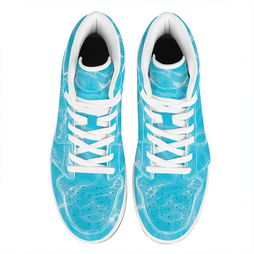 Pool Water Surface Print High Top Leather Sneakers