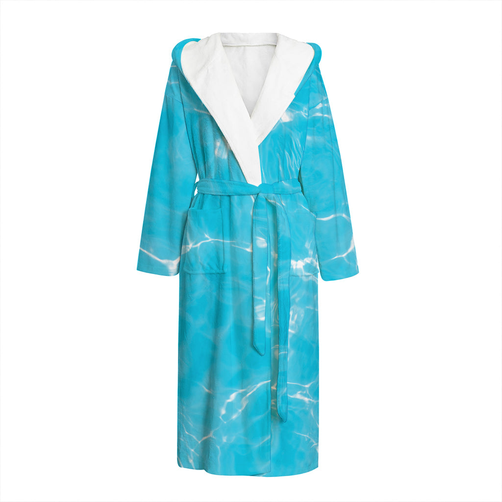 Pool Water Surface Print Hooded Bathrobe