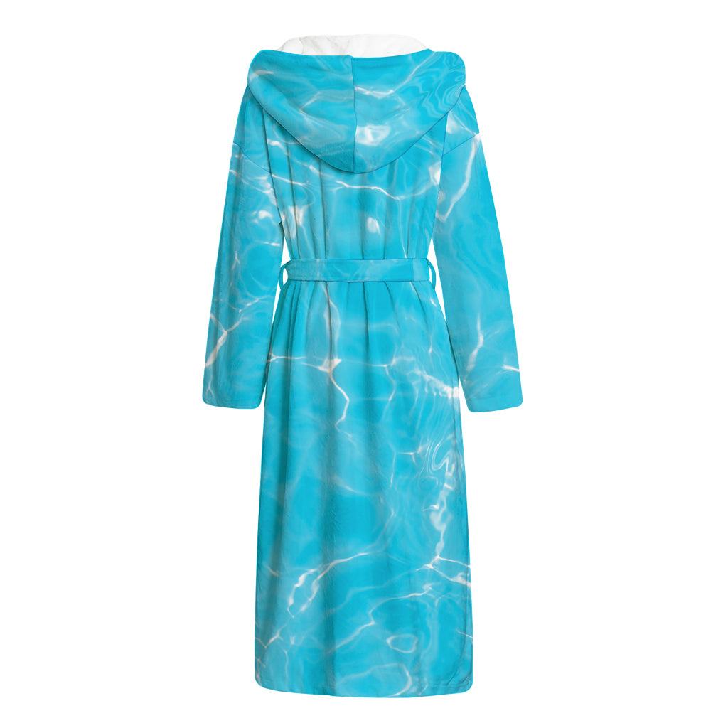 Pool Water Surface Print Hooded Bathrobe