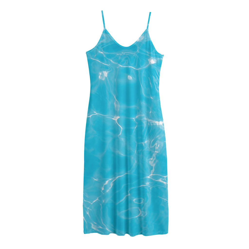 Pool Water Surface Print Jersey Midi Cami Dress