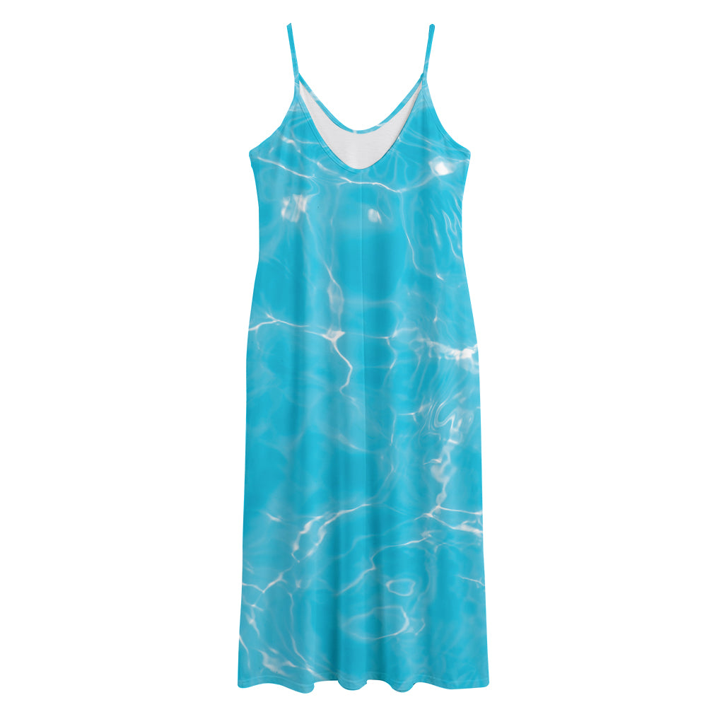 Pool Water Surface Print Jersey Midi Cami Dress