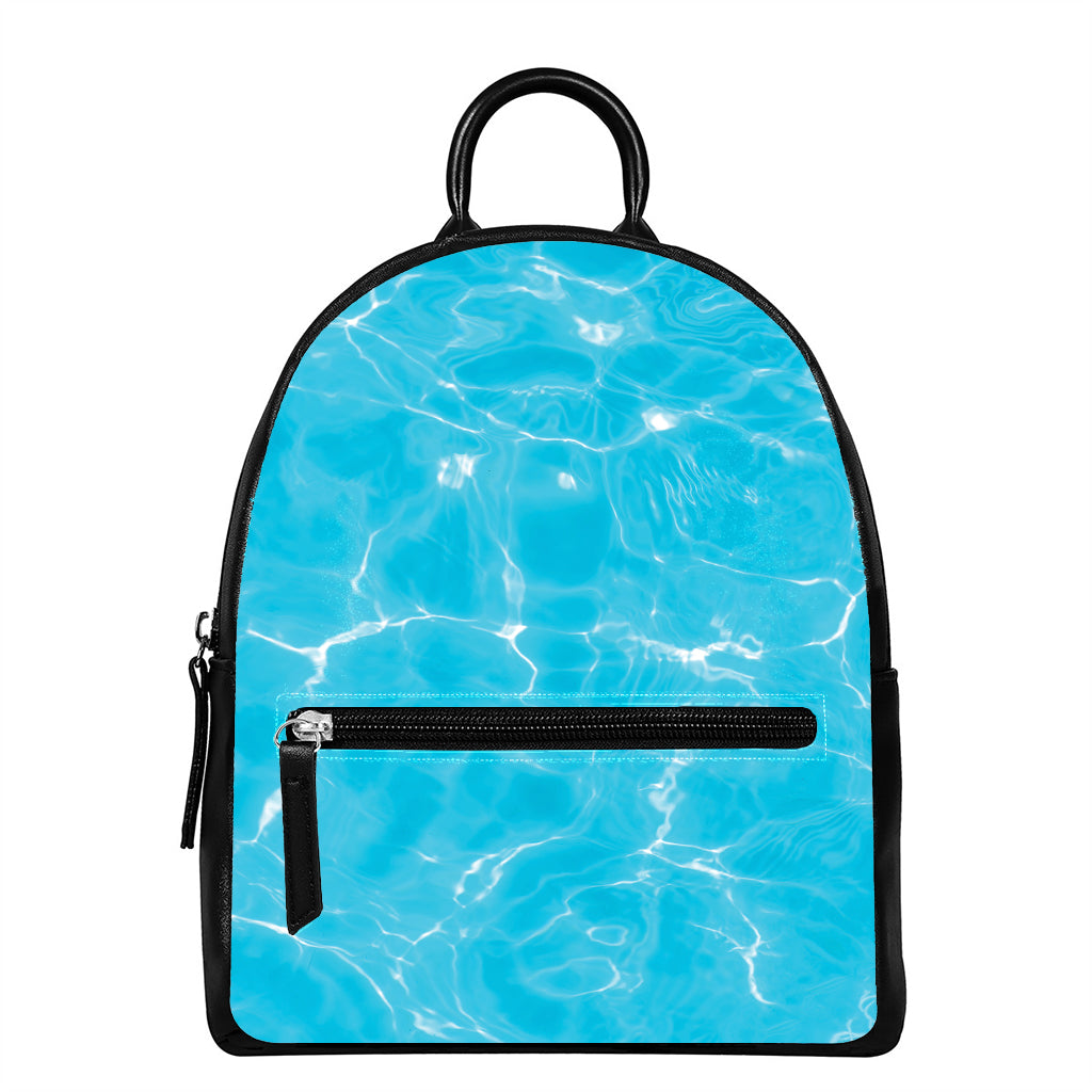 Pool Water Surface Print Leather Backpack
