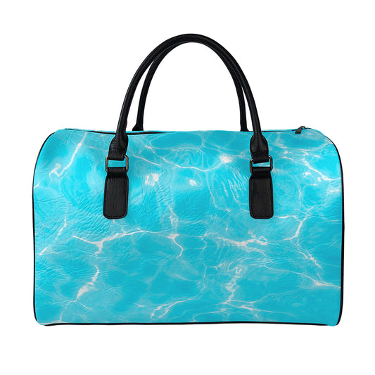 Pool Water Surface Print Leather Duffle Bag