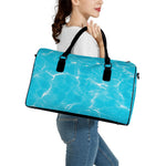 Pool Water Surface Print Leather Duffle Bag