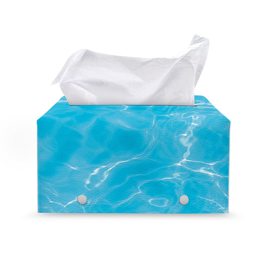 Pool Water Surface Print Leather Tissue Box Cover