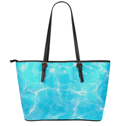 Pool Water Surface Print Leather Tote Bag