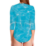 Pool Water Surface Print Long Sleeve Swimsuit