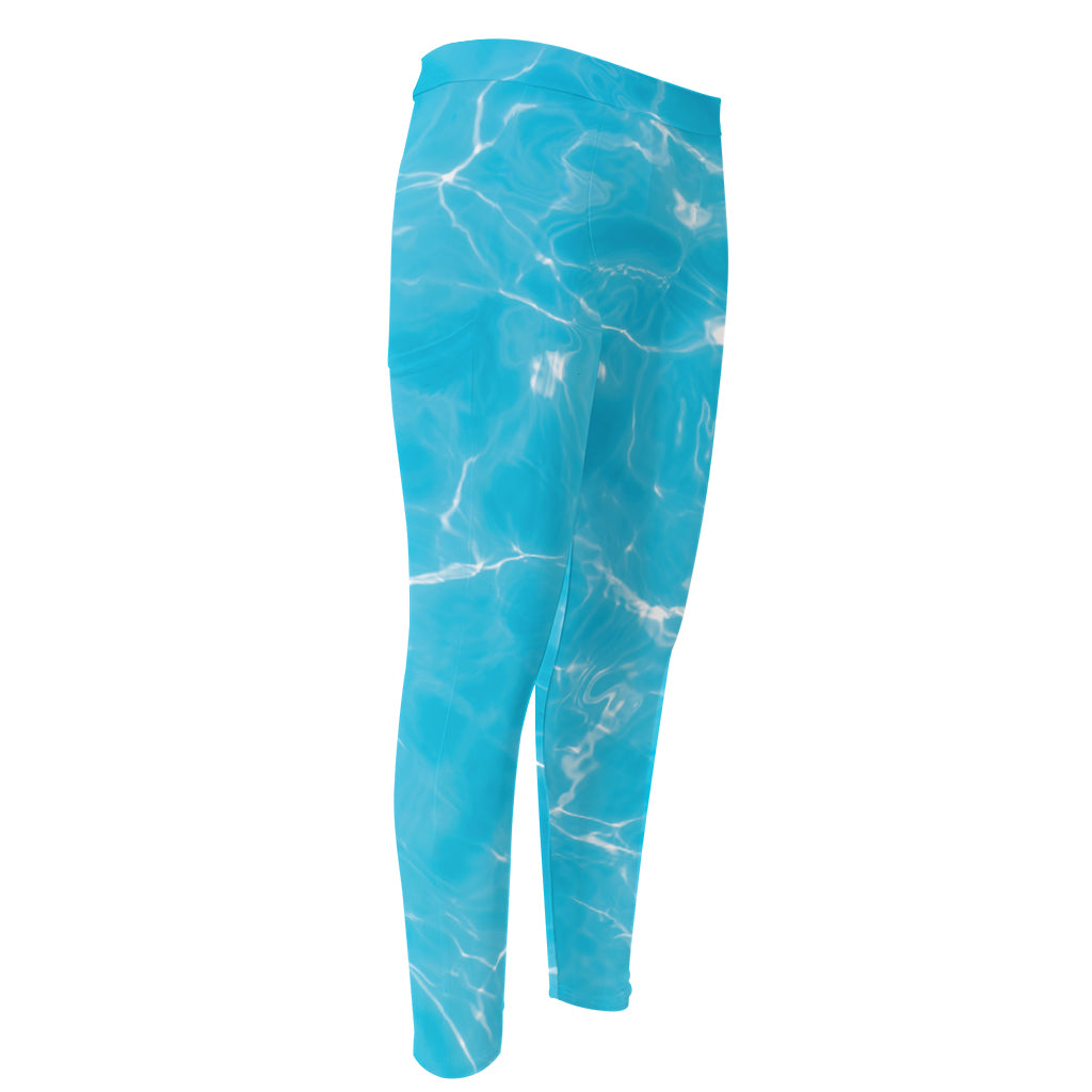 Pool Water Surface Print Men's Compression Pants