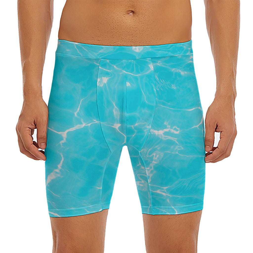 Pool Water Surface Print Men's Long Boxer Briefs