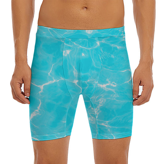Pool Water Surface Print Men's Long Boxer Briefs