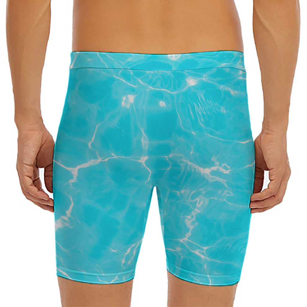 Pool Water Surface Print Men's Long Boxer Briefs
