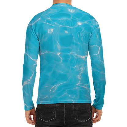 Pool Water Surface Print Men's Long Sleeve Rash Guard