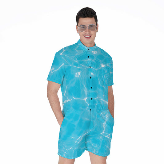 Pool Water Surface Print Men's Rompers