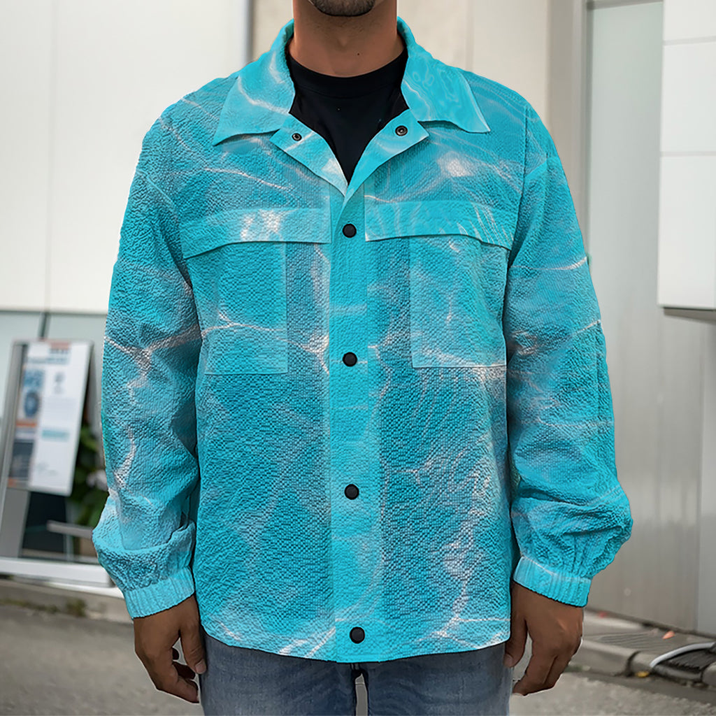 Pool Water Surface Print Men's Shirt Jacket