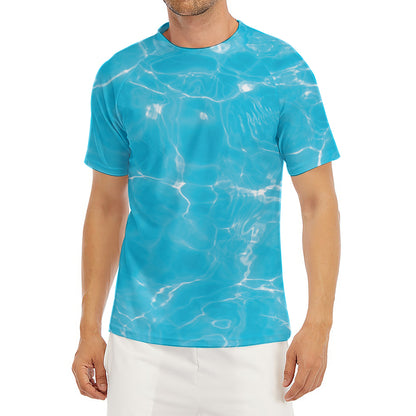 Pool Water Surface Print Men's Short Sleeve Rash Guard