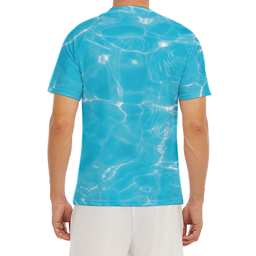 Pool Water Surface Print Men's Short Sleeve Rash Guard