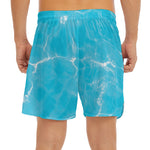 Pool Water Surface Print Men's Split Running Shorts