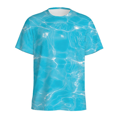 Pool Water Surface Print Men's Sports T-Shirt