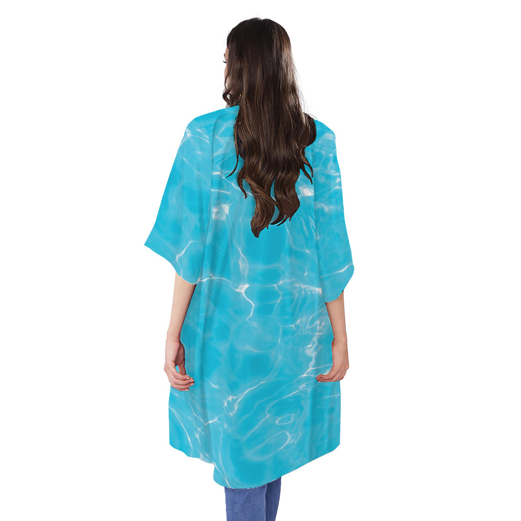 Pool Water Surface Print Open Front Beach Cover Up