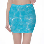 Pool Water Surface Print Pencil Mini Skirt