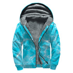 Pool Water Surface Print Sherpa Lined Zip Up Hoodie