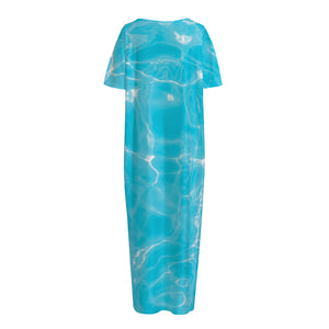 Pool Water Surface Print Short Sleeve Long Nightdress