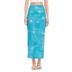 Pool Water Surface Print Side Slit Maxi Skirt