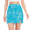 Pool Water Surface Print Side Slit Mini Skirt