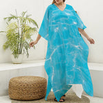 Pool Water Surface Print Silk V-Neck Kaftan Dress