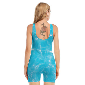 Pool Water Surface Print Sleeveless One Piece Swimsuit